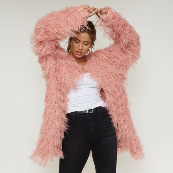 BLUSH SHAGGY FRINGE CARDIGAN - Picture 2 of 4